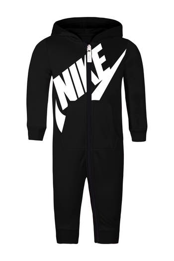 Nike All Day Play Hooded Romper In Black