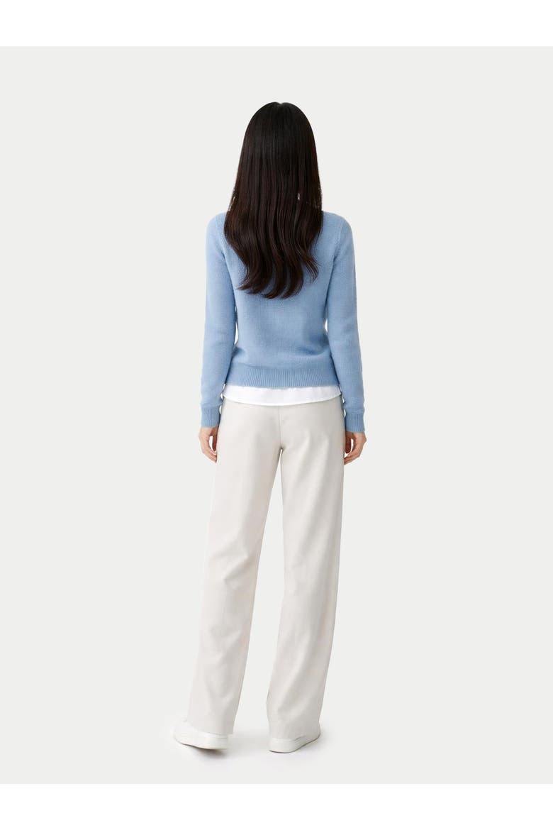 Cropped Crewneck Cashmere Sweater, Alternate, color, Dusty blue