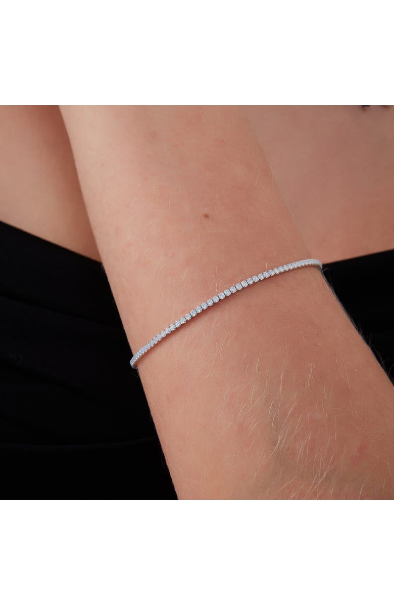 Spero London White Fine Opal Tennis Bracelet In Sterling Silver & Adjustable, Alternate, color, Silver