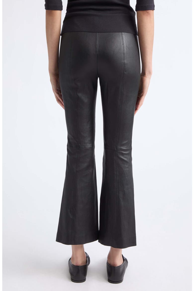 Crop Flare Leather Pants, Alternate, color, BLACK
