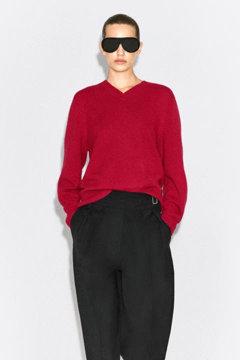 Sculpted Cashmere V-Neck Sweater