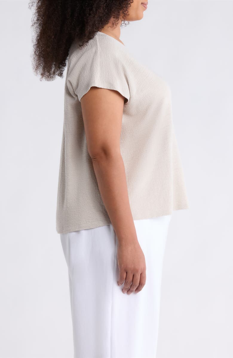 Eileen Fisher V-Neck Organic Cotton Top, Alternate, color, Chalk