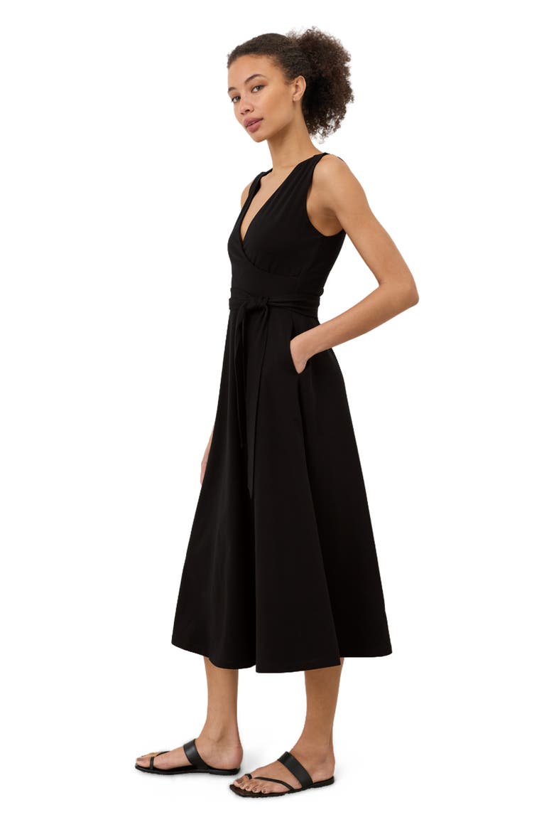 Fit & Flare Easy V-Neck Dress Made With Organic Cotton, Alternate, color, Black