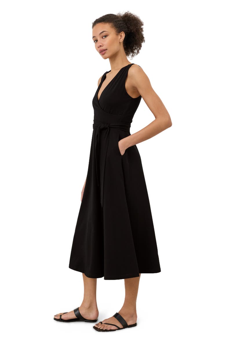 Pact Fit & Flare Easy V-Neck Dress Made With Organic Cotton, Alternate, color, Black