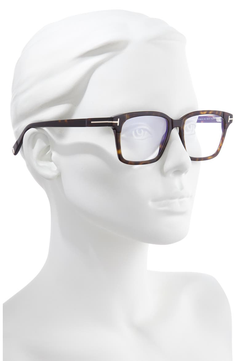54mm Blue Light Blocking Square Optical Glasses, Alternate, color, HAVANA