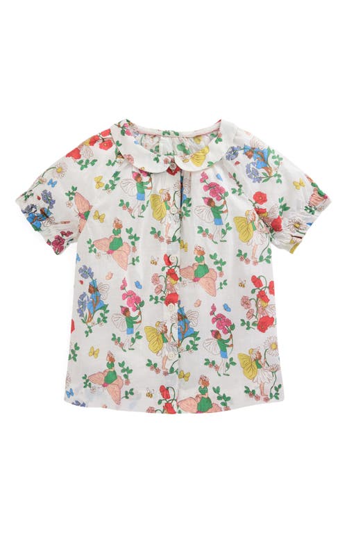 Mini Boden Kids' Collared Cotton Top in Soft Ivory Flower Fairy 