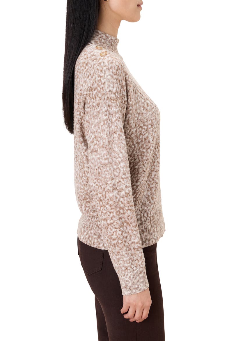 Cheetah Print Mock Neck Sweater, Alternate, color, NEUTRAL MULTI