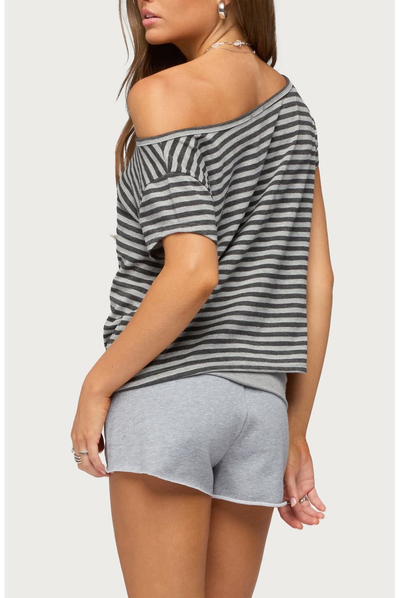 Chanelle Stripe One-Shoulder Top, Alternate, color, GRAY-MELANGE