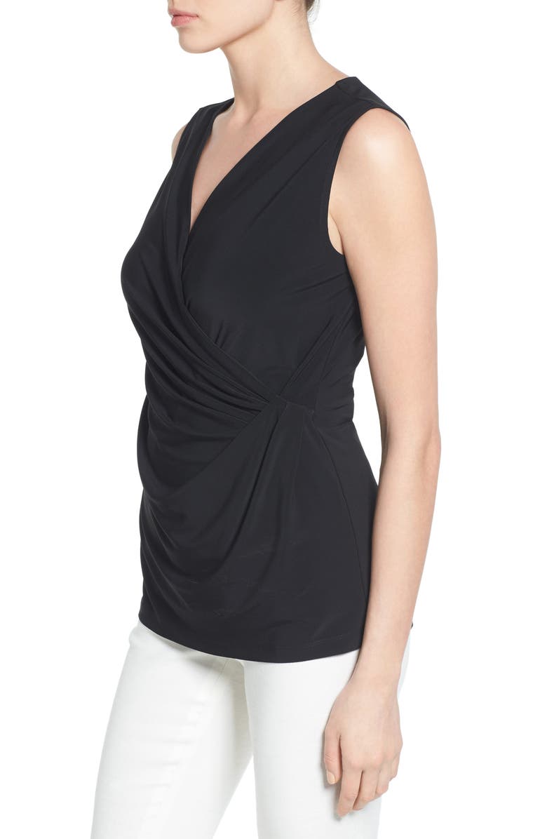 NIC+ZOE Faux Wrap Top, Alternate, color, Black Onyx