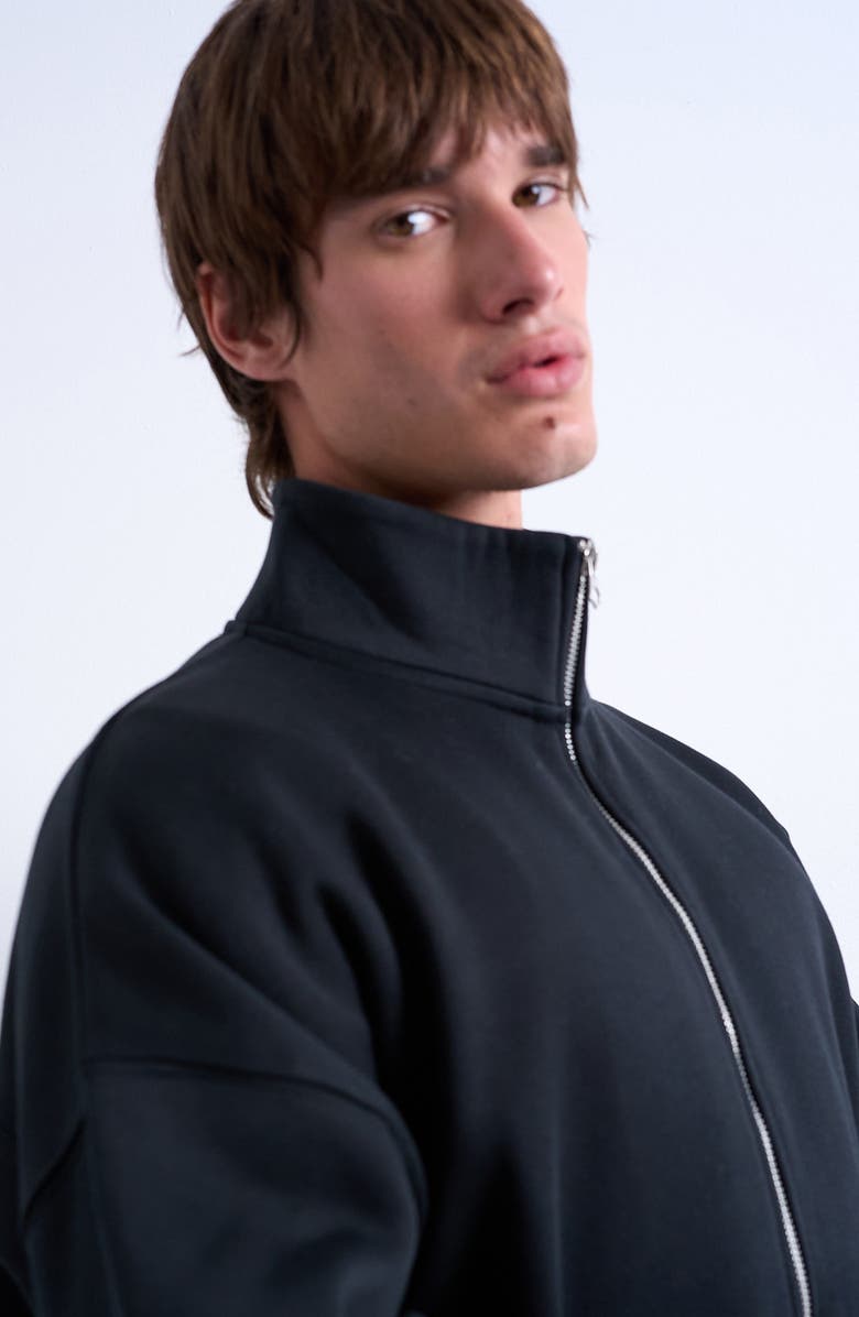 Topman Oversize Quarter Zip Pullover, Alternate, color, Black