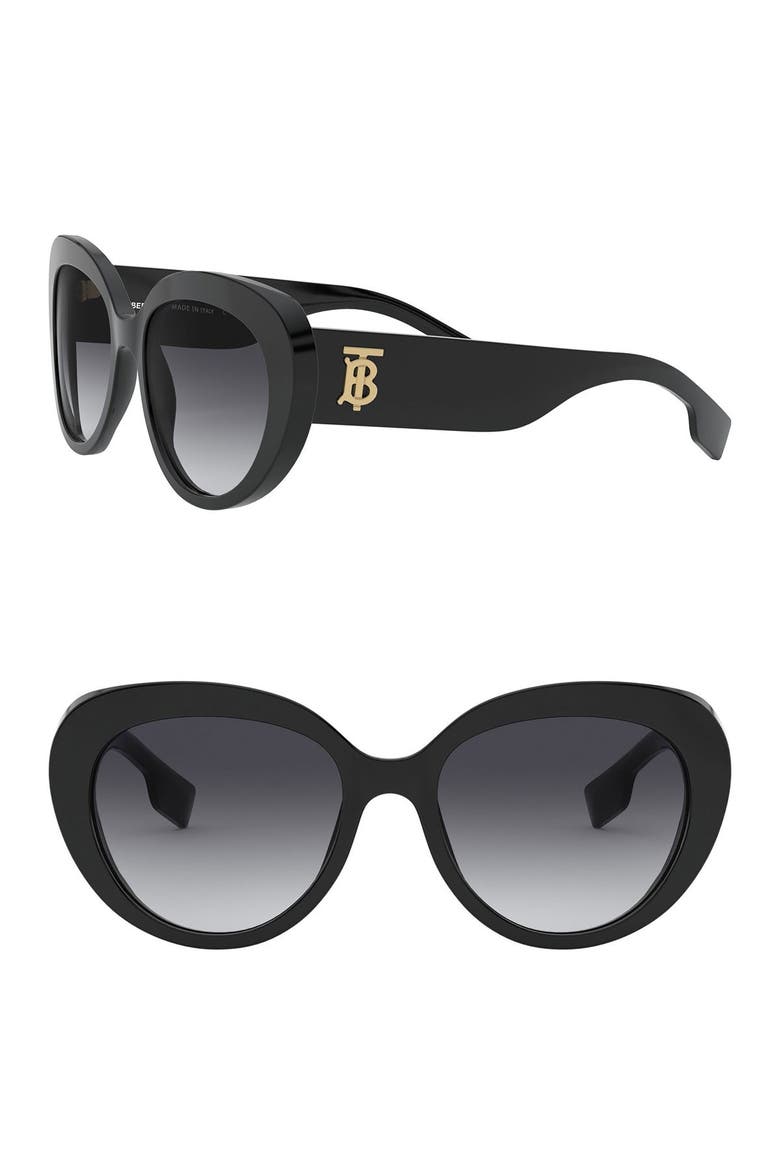 54mm Cat Eye Sunglasses, Main, color, BLACK