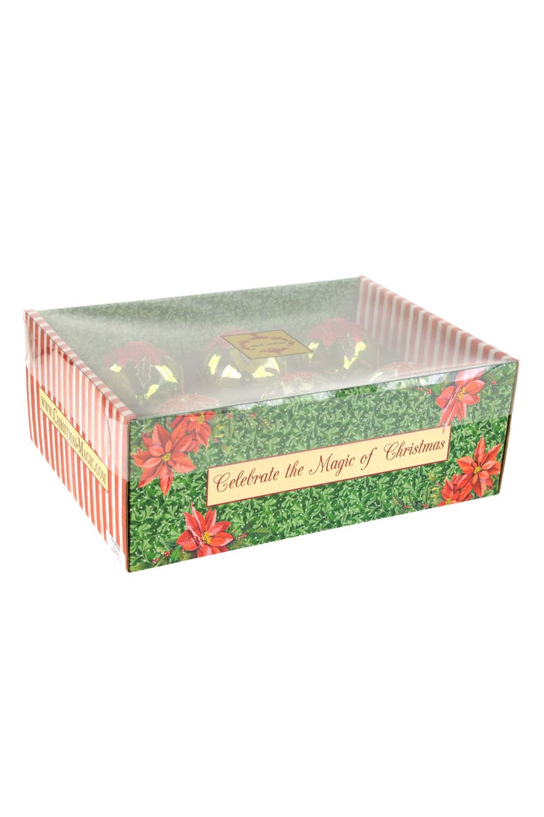 Fancy Poinsettia Ornament, Set of 6, Alternate, color, Red