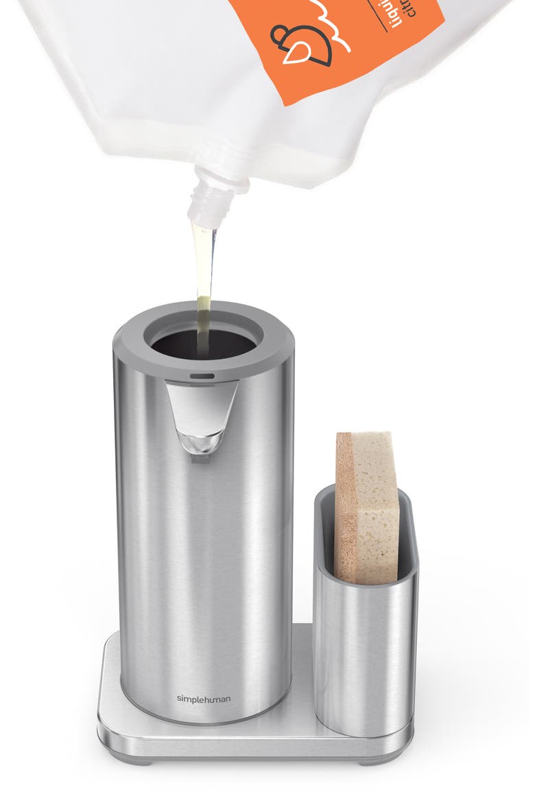 Rechargeable Liquid Soap Sensor Pump & Caddy, Alternate, color, BRUSHED STAINLESS STEEL