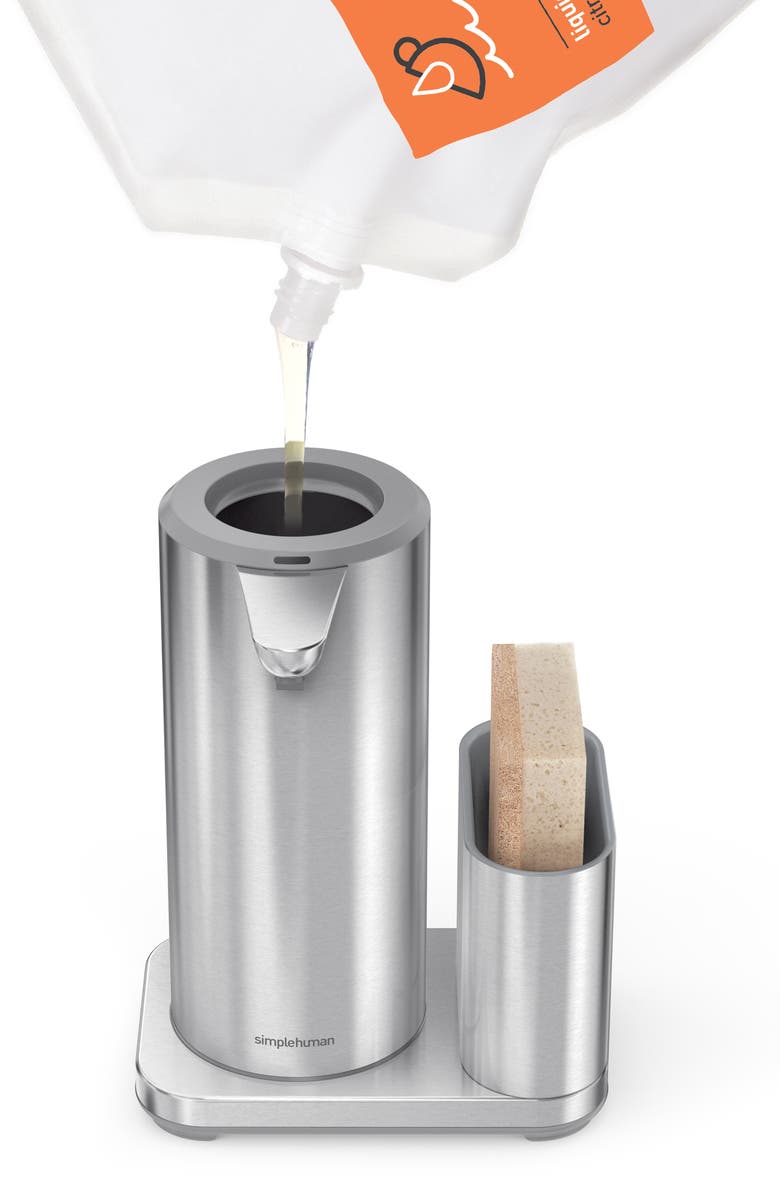 simplehuman Rechargeable Liquid Soap Sensor Pump & Caddy, Alternate, color, Brushed Stainless Steel