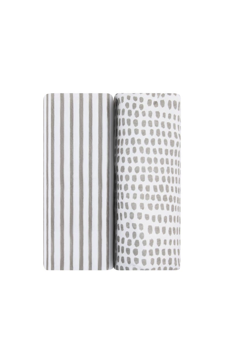 Ely's & Co. Baby Fitted Waterproof Bassinet Sheet 2 Pack, Main, color, Taupe Stripes & Splash