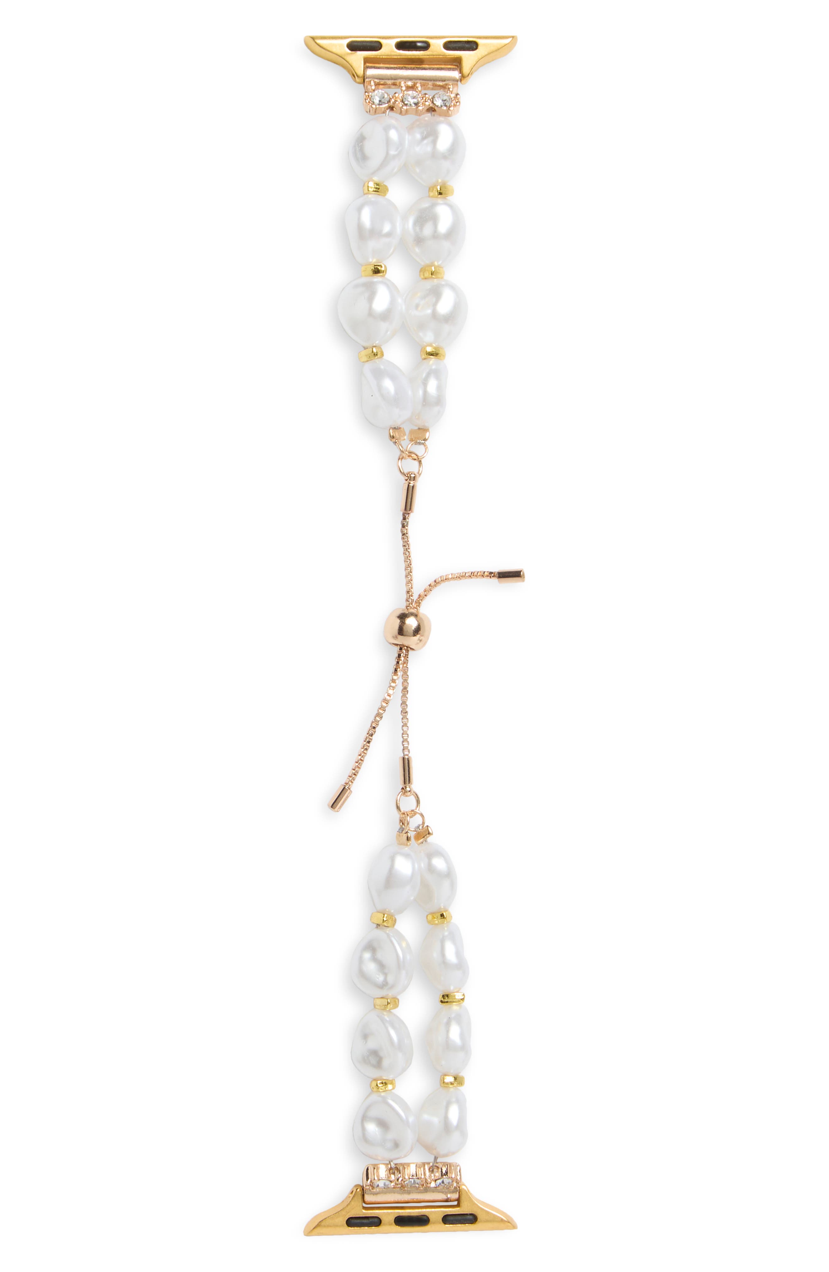 NORDSTROM RACK Faux Pearl Apple Watch® Watchband