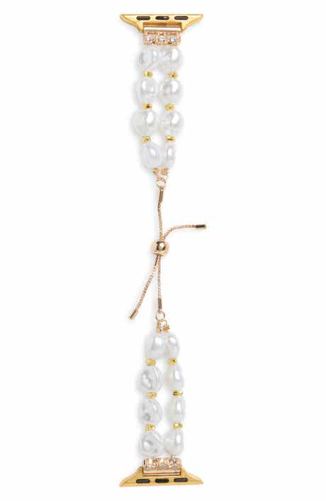NORDSTROM RACK Faux Pearl Apple Watch® Watchband