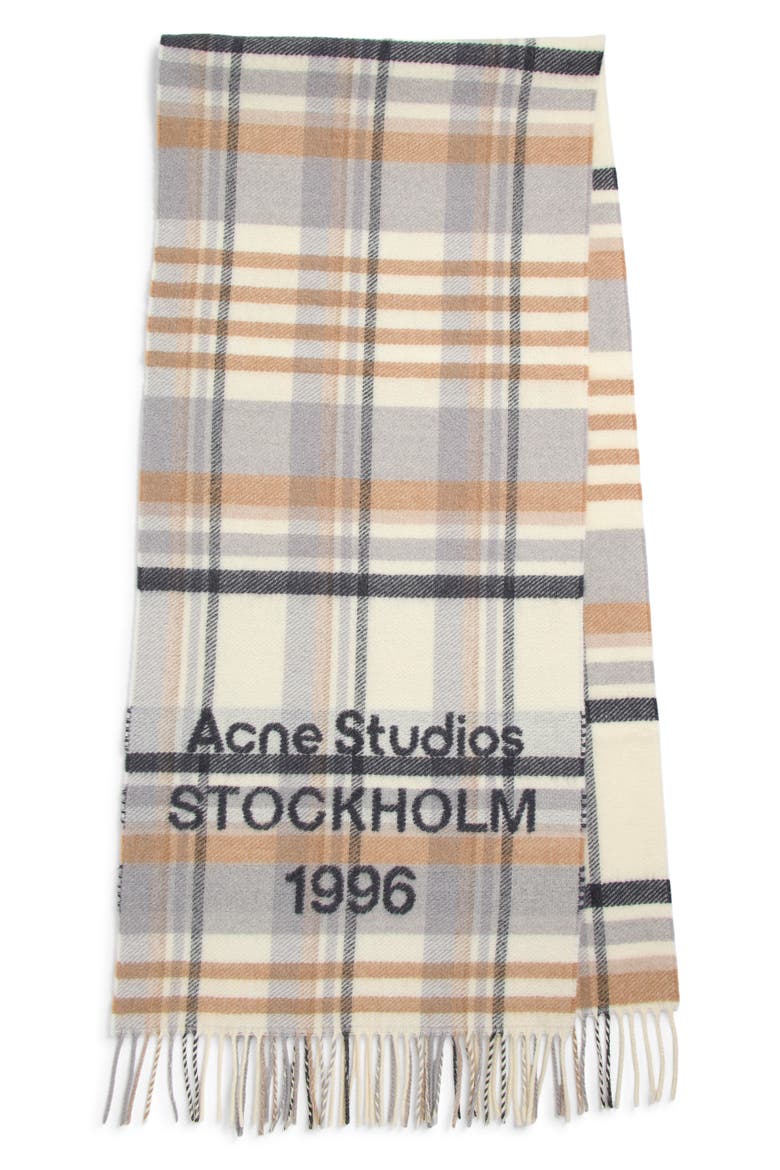 Check 1996 Wool Scarf, Main, color, WHITE/ BEIGE