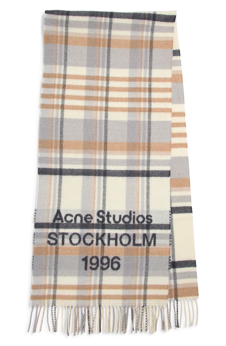 Acne Studios Check 1996 Wool Scarf, Main, color, White/ Beige