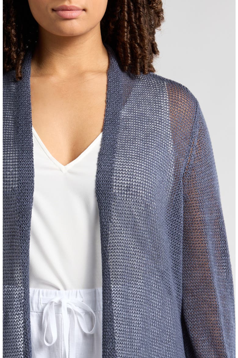 Long Organic Linen & Cotton Cardigan, Alternate, color, ECLIPSE