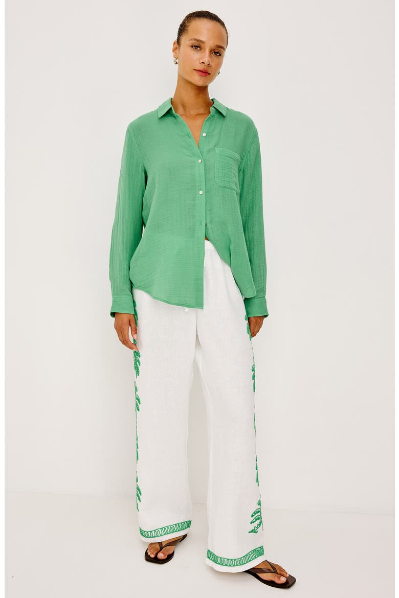 Ellis Organic Cotton Gauze Button-Up Shirt, Alternate, color, CLOVER