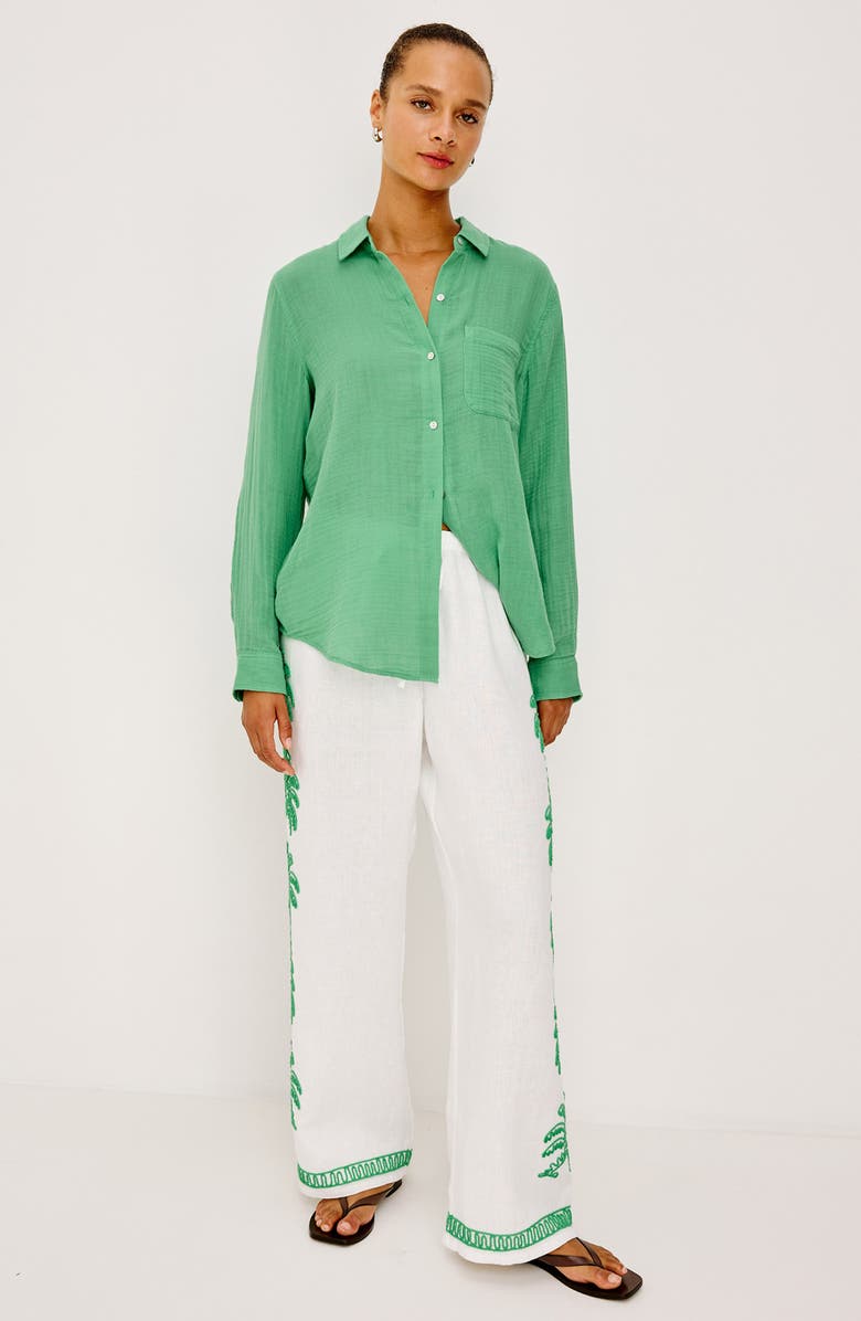 Rails Ellis Organic Cotton Gauze Button-Up Shirt, Alternate, color, Clover