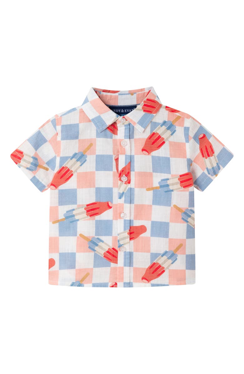 Andy & Evan Checkered Ice Pop Button-Up Shirt & Shorts Set, Alternate, color,