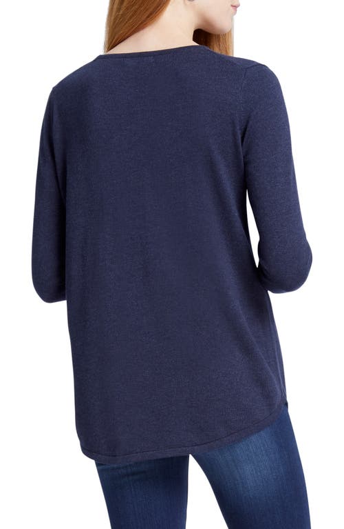 Nic + Zoe Vital Balloon Sleeve Recycled Cotton Blend Sweater In Dark Indigo