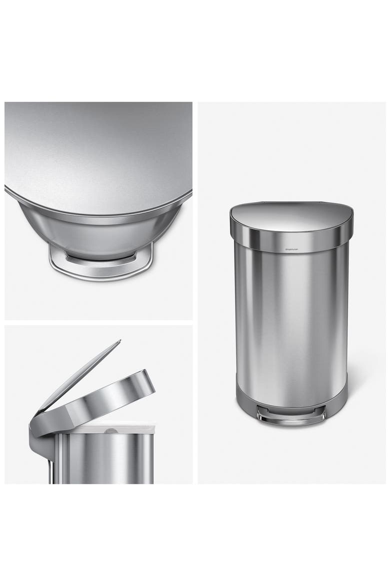 45L semi-round step can, Alternate, color, BRUSHED