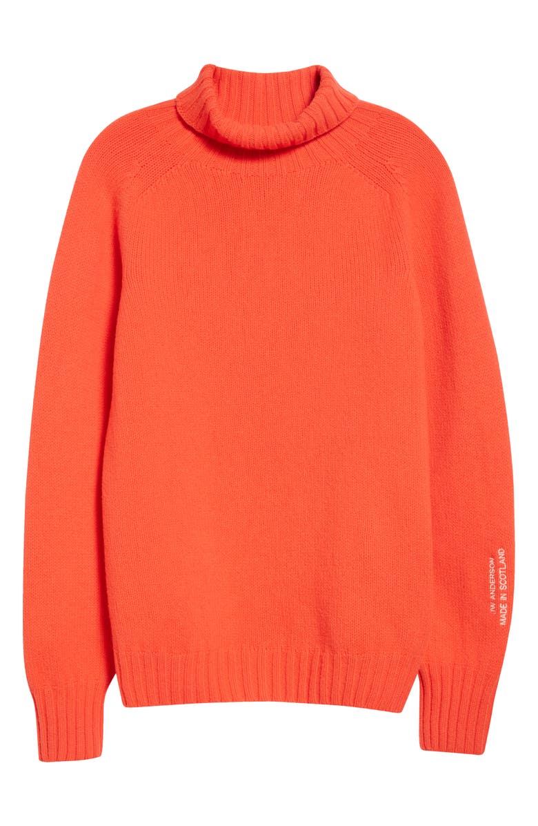 JW Anderson Logo Embroidered Wool Turtleneck Sweater, Alternate, color, Neon Orange