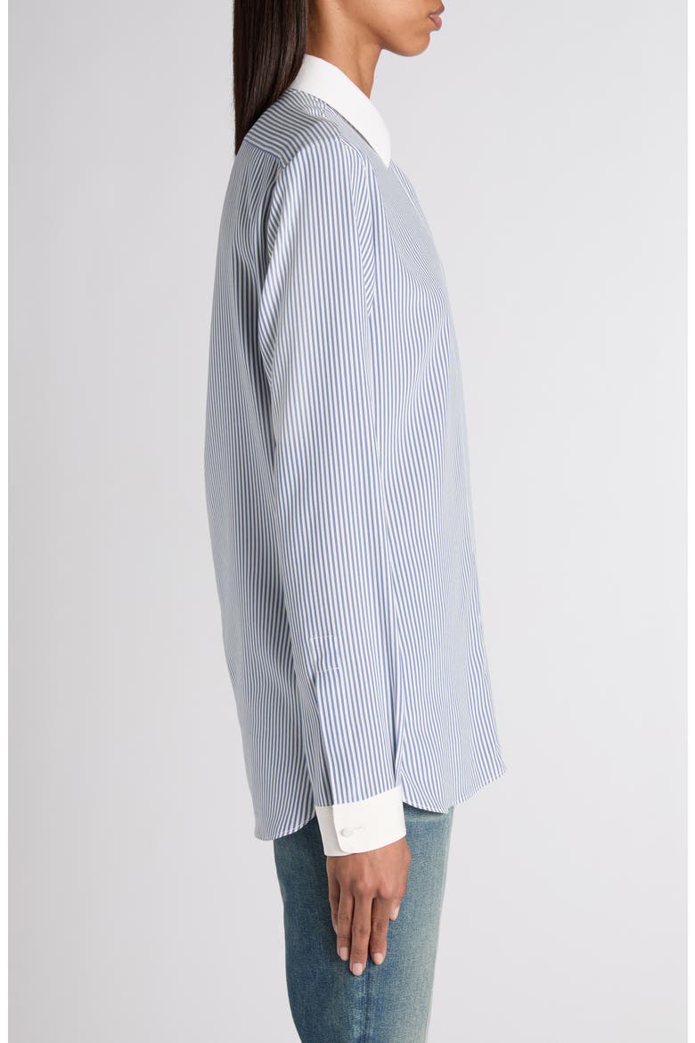 Stripe Silk Button-Up Shirt, Alternate, color, COMBO BLUE/ WHITE