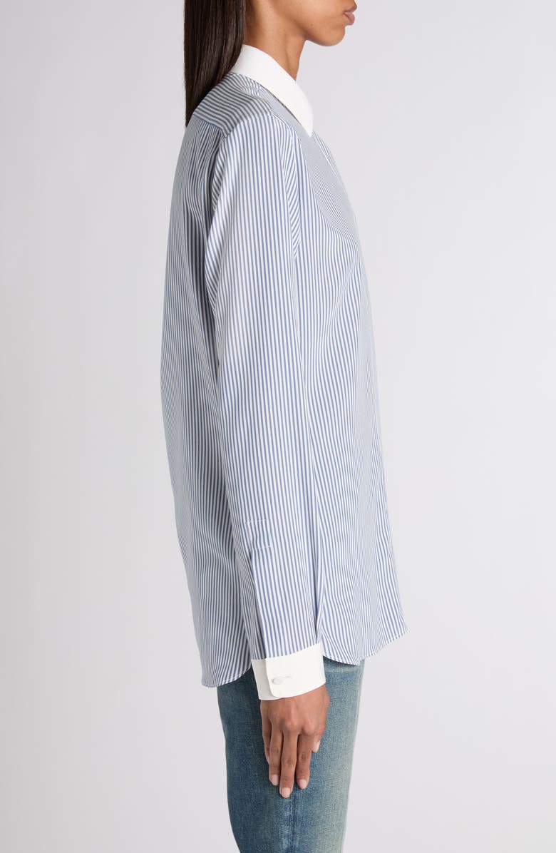 TOM FORD Stripe Silk Button-Up Shirt, Alternate, color, Combo Blue/ White