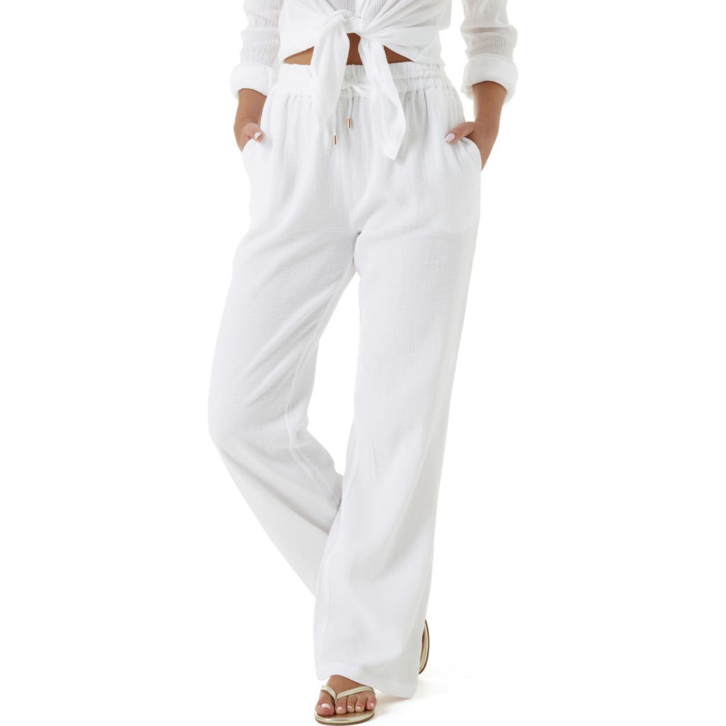 Melissa Odabash Krissy Core Cotton Gauze Cover-up Pants In White