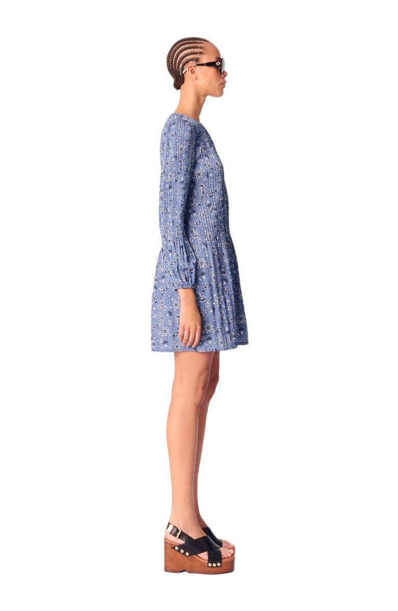 maje Patterned pleated dress, Alternate, color, 