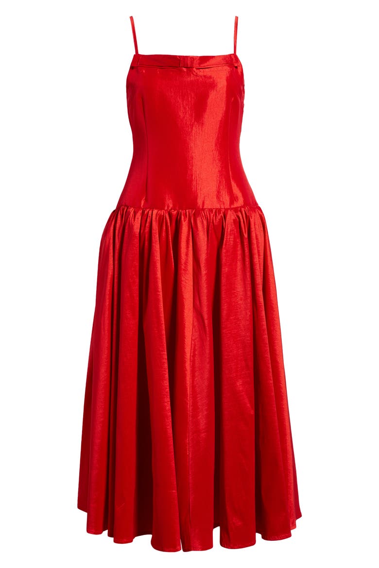 Quartet Taffeta Midi Dress, Alternate, color, RED