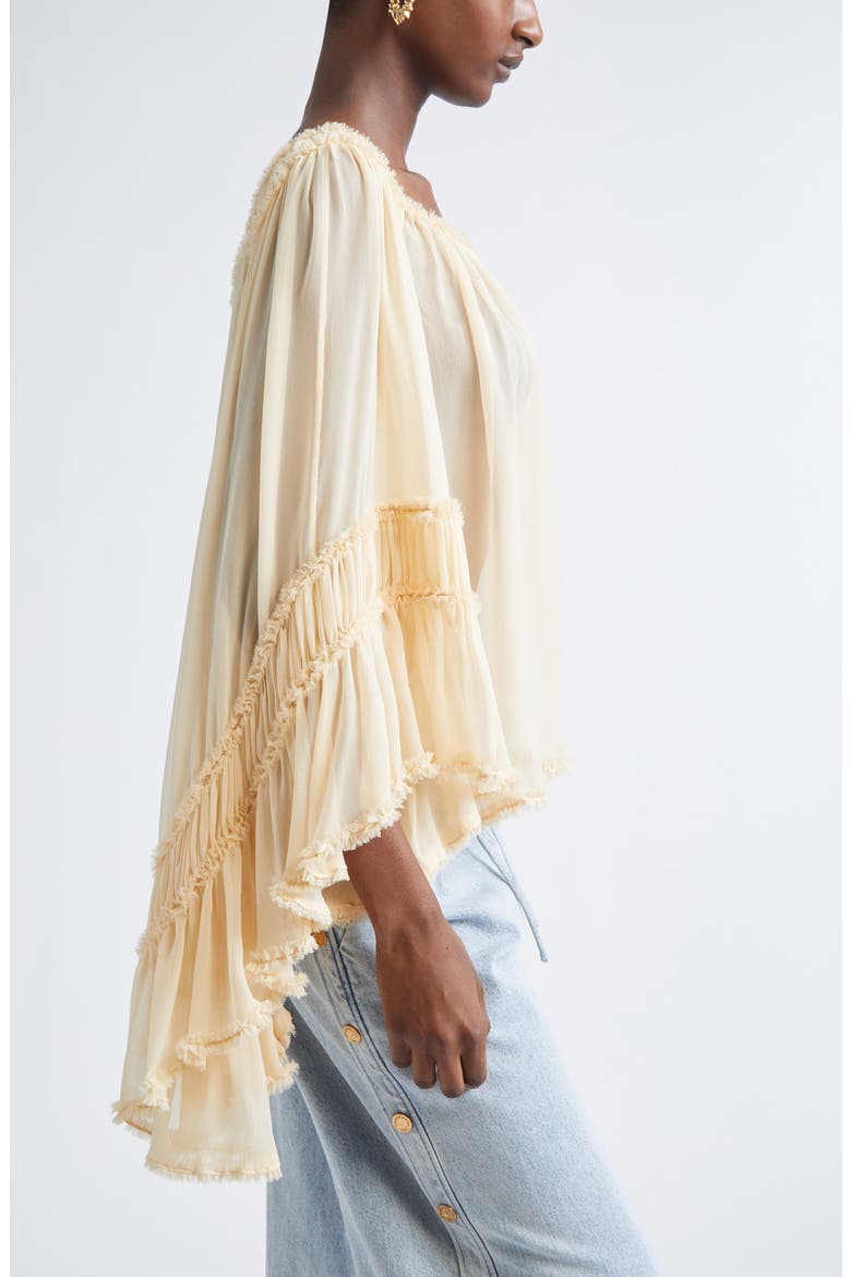 Rebellion Frayed Off the Shoulder Silk Top, Alternate, color, CREAM