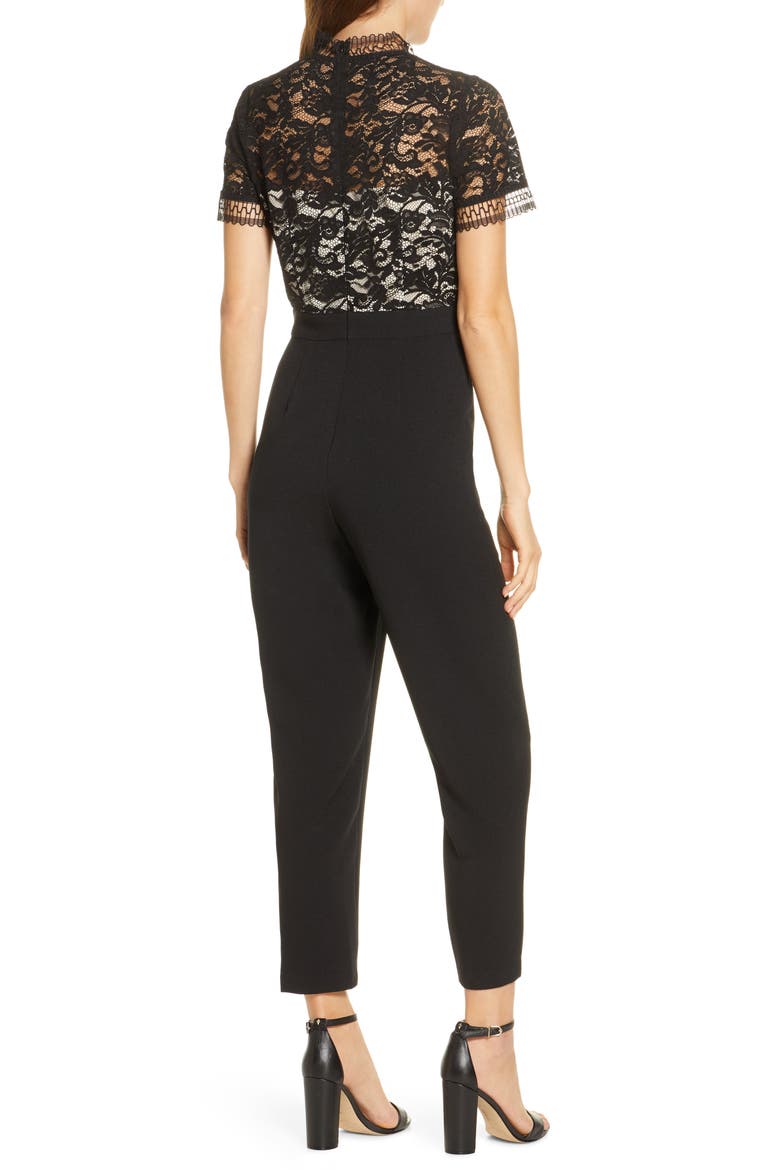 Lace Bodice Jumpsuit, Alternate, color, BLACK