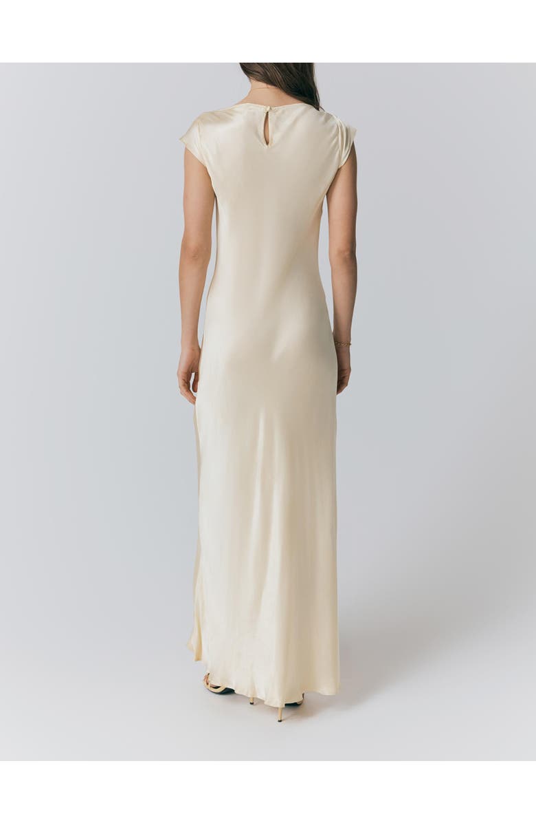 Ghost London Averie Boat Neck Satin Maxi Dress, Alternate, color, Buttermilk