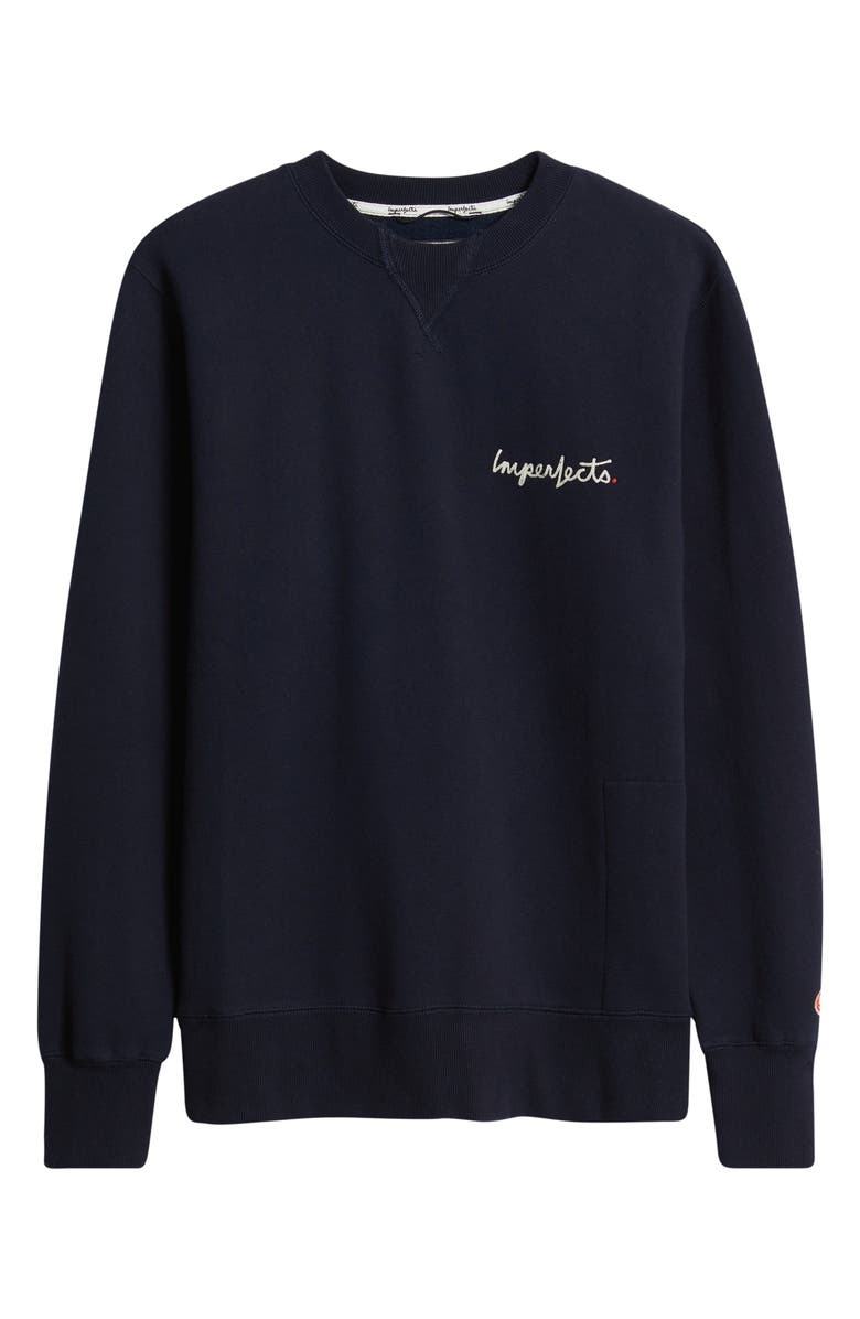 Imperfects Signature Crew Cotton Blend Fleece Sweatshirt, Main, color, Dark Navy
