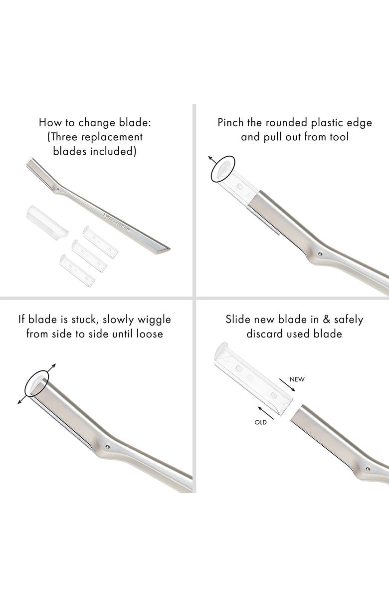 TWEEZERMAN 4-Pack Facial Razor Replacement Heads, Alternate, color, Silver