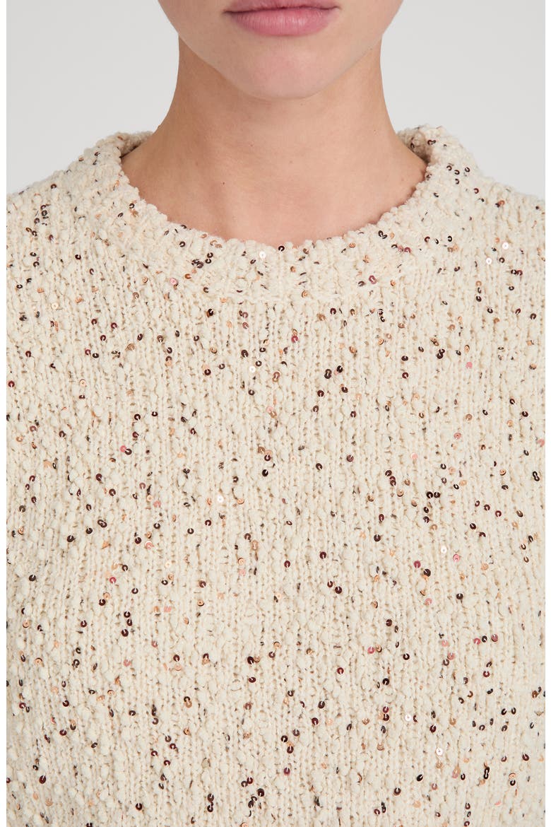 Confetti Sequin Short Sleeve Sweater, Alternate, color, CREAM