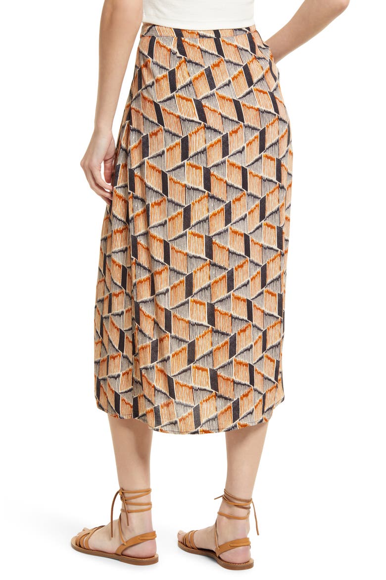 Print Button Front Skirt, Alternate, color, GREY- BROWN STRIPE