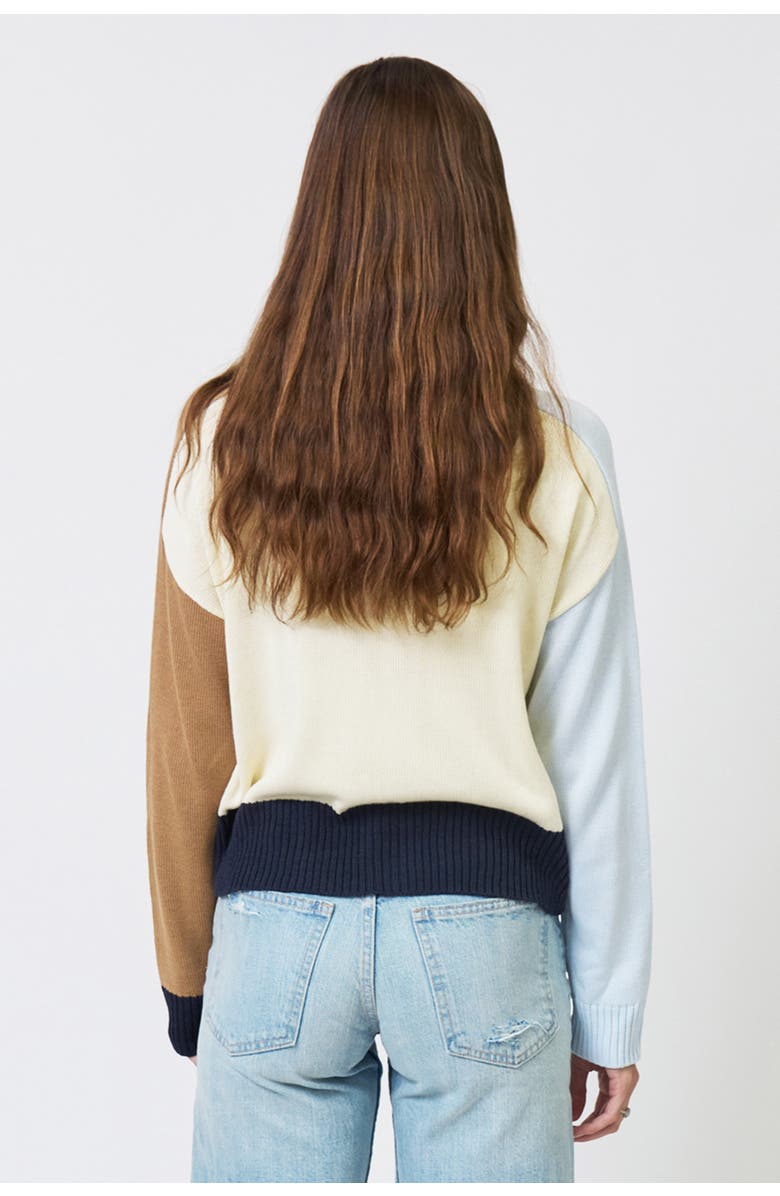 Central Park West Chloe Colorblock Cardigan, Alternate, color, Blue Multi