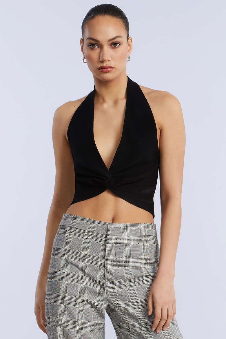 Halter Sweater Top, Alternate, color, Black