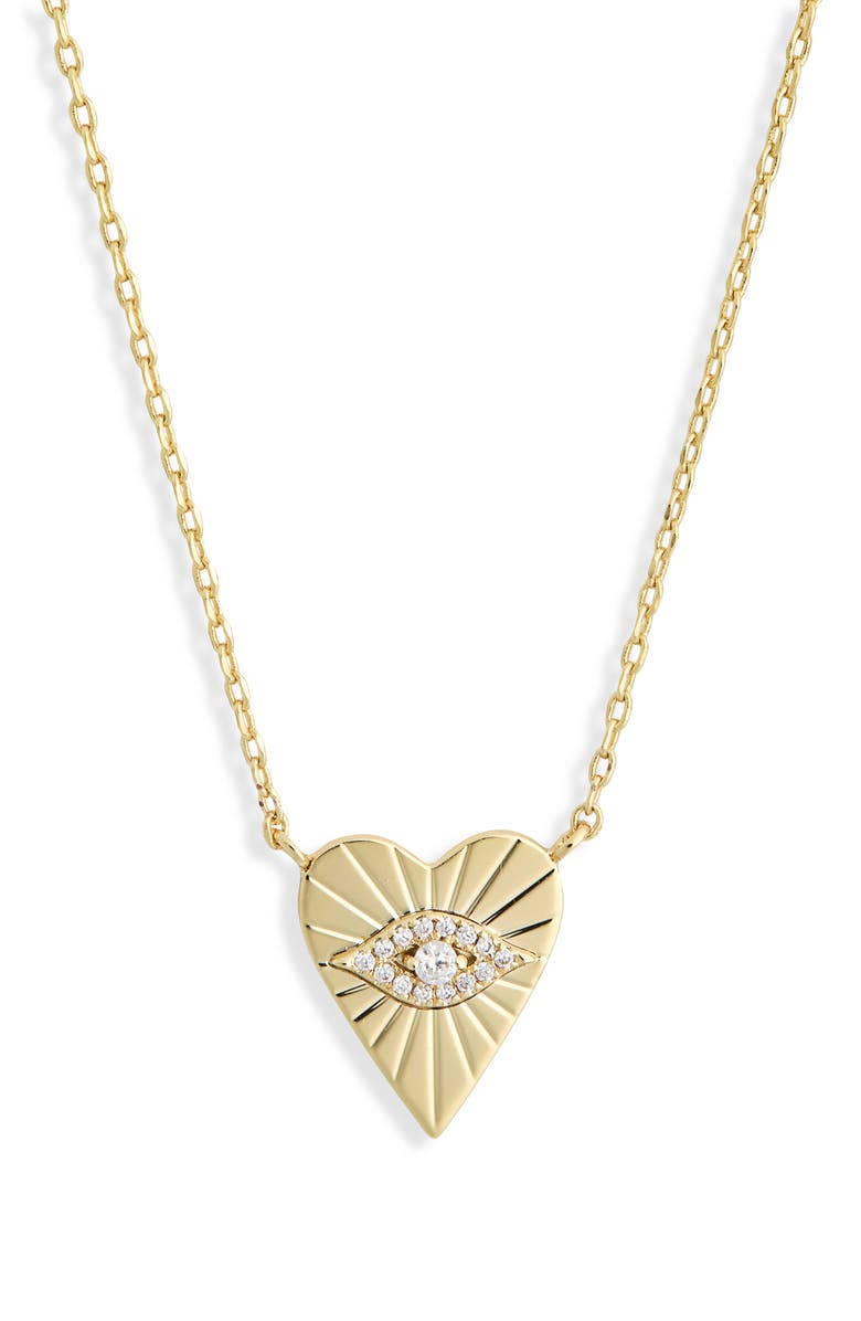 Electric Picks Tinsley Evil Eye Heart Pendant Necklace, Main, color, Gold