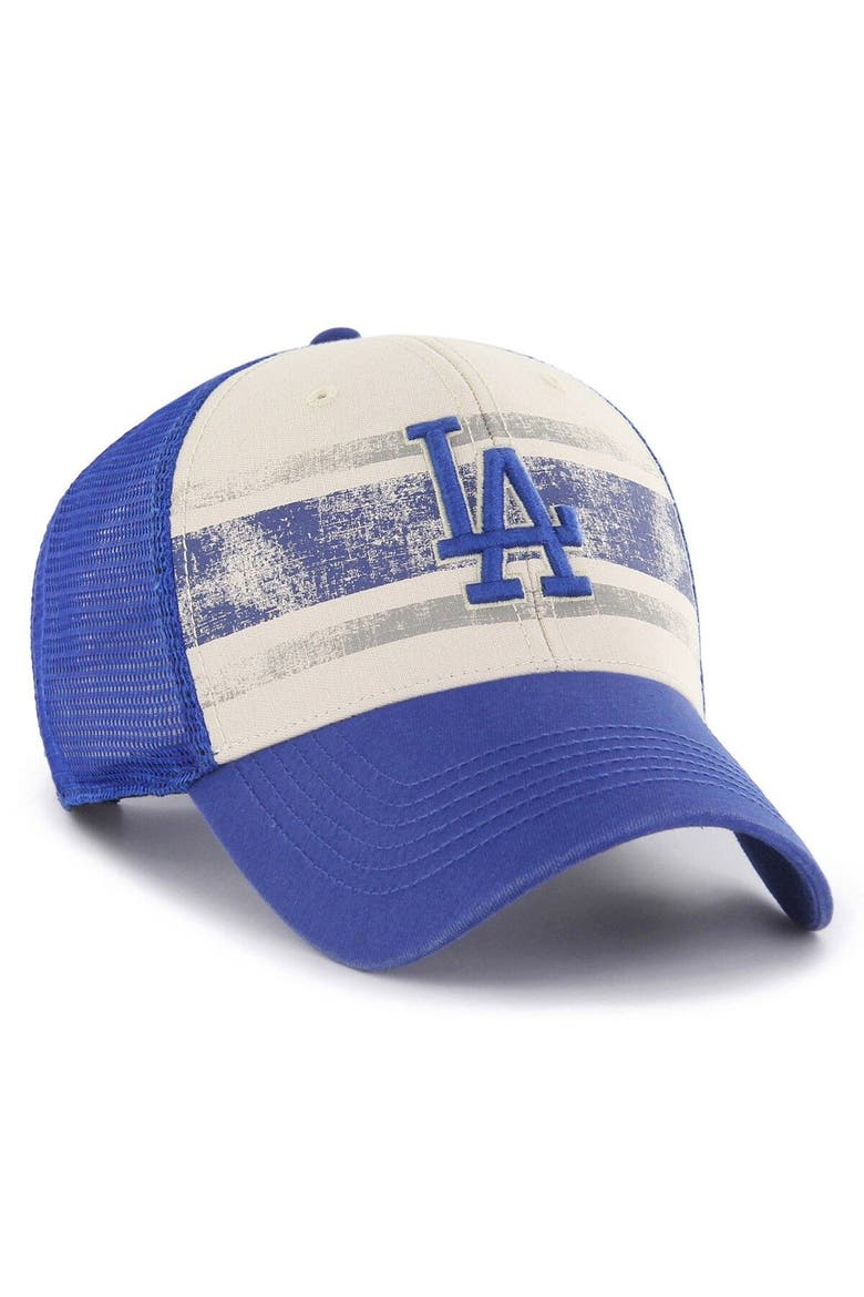 Men's '47 Cream/Royal Los Angeles Dodgers Breakout MVP Trucker Adjustable Hat, Alternate, color, Cream