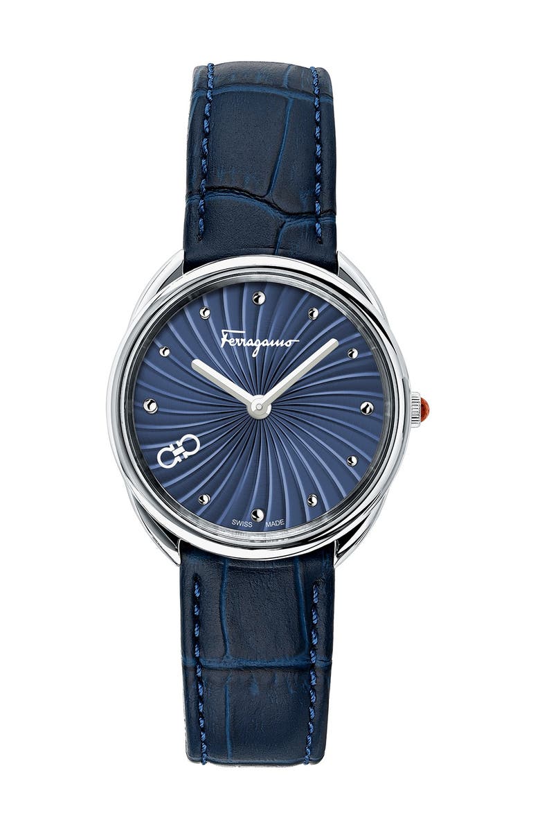 FERRAGAMO Women's 3-Hand Quartz Croc Embossed Leather Strap Watch, 28mm main image 1