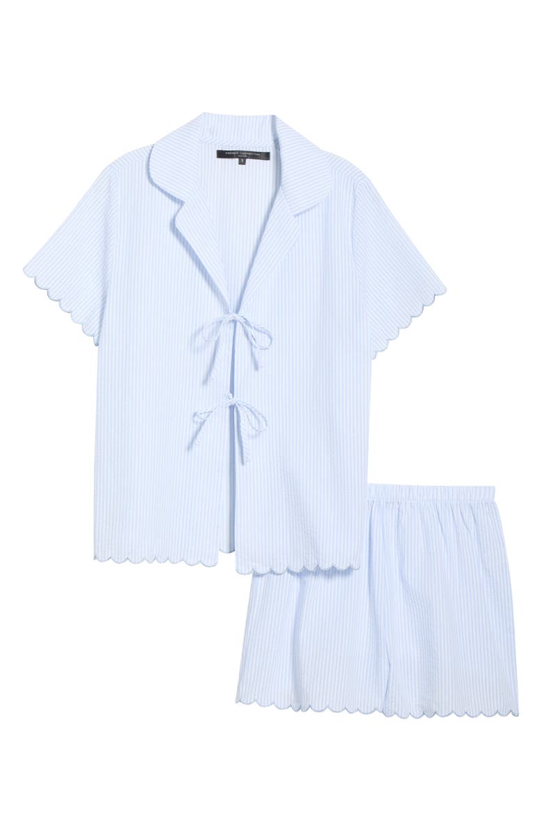 French Connection Stripe Scallop Edge Cotton Short Pajamas, Alternate, color, Blue/ White Stripe