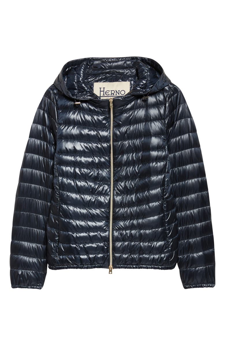 Herno Angela Hooded Ultralight Nylon Down Bomber Jacket, Alternate, color, 9200 Navy