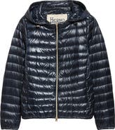 Herno Angela Hooded Ultralight Nylon Down Bomber Jacket